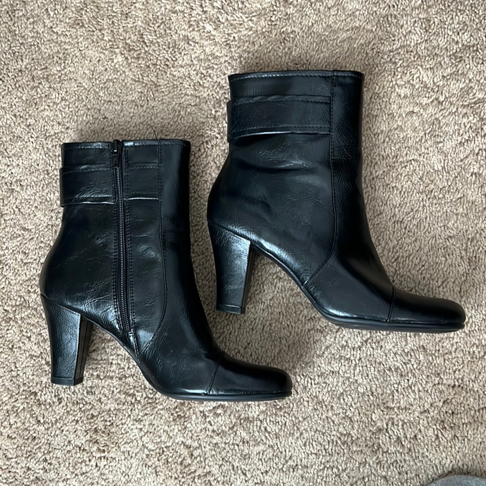 A2 Black Leather Ankle Bootie